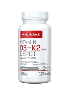 BODY ATTACK Vitamin D3+K2 Depot (120 Caps)